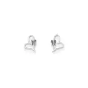 Madi K Kid's Earrings 14k White Gold Butterfly Post Heart Back Closure
