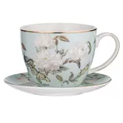 2pc Ashdene Elegant Rose 310ml Fine Bone China Coffee Tea Cup & Saucer Set Mint
