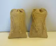 2 BURLAP JUTE SACKS WITH DRAWSTRINGS 6" BY 10" WEDDING PARTY FAVOR GIFT BAGS