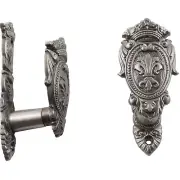Set of 2 Fleur de Lis Shield Gun Sword Knife Weapon Wall Mount Display Holders
