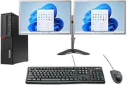 Lenovo M910s SFF Bundle Desktop PC i5-6500 3.6GHz 480GB 8GB RAM + Dual 24" Monitor + Keyboard and Mouse (Renewed)