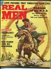 MAG: Real Men 1/1959-pulp-Sonya Costantine cheesecake-Victor Prezio-Syd Shore...