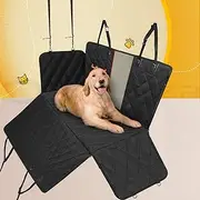 i.Pet Pet Car Seat Cover, 137 x 147cm Dog Cars Seats Covers Cat Hammock Dogs Non Slip Waterproof Mat Seatbelt Belt Protector for Back Seating, 600D Oxford Fabric Foldable Anti Scratch Front Mesh Black