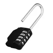 Long Shackle Padlock, 4 Digit Combination Lock, Resettable Combo Lock for Sch...