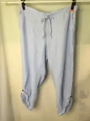AUTOGRAPH PALE SKY BLUE LINEN CROP PANTS SIZE 24 COMFORTABLE ALL NEW STOCK