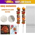 33.5CM Kebab Stick Stainless Steel Barbecue Metal Skewers Flat Needle BBQ Tool