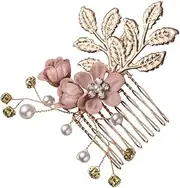 AUTSUPPL Wedding Hair Comb Bridal Hair Accessories Bridal Shower Decorations Bride Hair Pin Prom Headpiece Hair Pins Wedding Tiara Wedding Hair Accessories for Brides Bridal Hair Decor Pink