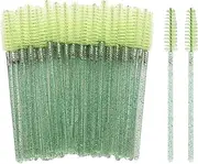 50PCS Disposable Lash Mascara Wands, Bamboo Eyelash Mascara Brushes, Black Eyelash Spoolies eyebrow brush Makeup Kit, Eyelashes Extension Brush Applicator Mascaras Wands Cosmetic Makeup Tools(Green)