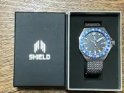 Shield Marco Bracelet Men's Diver Watch w/Date - Black/Navy NIB