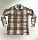 Krazy Kat Button Up Shirt Womens Small Gingerbread Winter Christmas Brown Plaid
