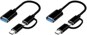 Binxind 2X 2 in 1 USB 3.0 OTG Adapter Cable Type-C Micro-USB to USB 3.0 Interface Converter Black