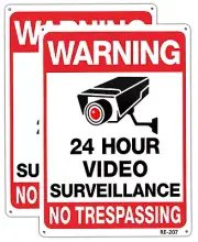 Warning Security Cameras in Use 24 Hour Video Surveillance Sign No Trespassing