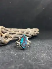 Native American Navajo king man turquoise casted Sterling Silver Ring Size 9