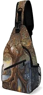 [YJWANDL] Sling Bag,Tree of Life Print Chest Bag,crossbody Chest Bag,casual Shoulder Backpack with Front Pocket, Style, 38x20cm, Modern, Style, 38x20cm