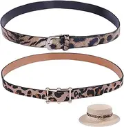 [CHGCRAFT] Pack of 2 2 Style Cowboy Hat Bands Western PU Leather Hats Belt Replacement with Alloy Clasps Rancher Fedora Strap Rodeo Headbands for Men Women, multicoloured, Medium