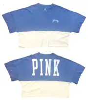 VICTORIA'S SECRET PINK OVERSIZED LOGO CROP VARSITY CREW TEE SHIRT XXL NWT