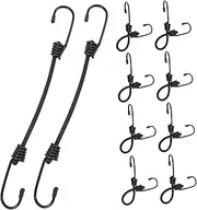 LIFKOME Elastic Luggage Tie Ropes 10 Pack Bungee Cords with Hooks for Bikes Motorcycles and Cargo