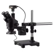 AmScope 7X-45X Trinocular Stereo Zoom Microscope Boom + 5MP Camera + Ring Light