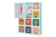 Giantex 12-Cube Baby Closet Portable Kids Wardrobe DIY Modular Storage Organizer Blue