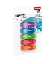Emtec Flashdrive USB 16GB C410 5 Pack - Blue/Green /Red/ Purple/Orange