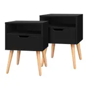 ALFORDSON 2x Bedside Table Black