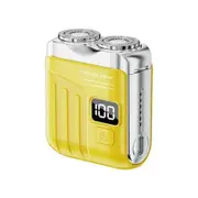 Yellow Magnetic Electric Shaver Mini Rechargeable Portable Washable Beard Razor for Men Super Clean
