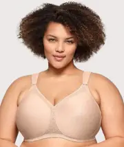Glamorise Magiclift Seamless Support Wire-Free T-Shirt Bra - Cafe (Size 16D)