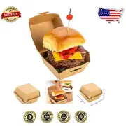 100 Durable Kraft Mini Burger Boxes 2.5" - Disposable Clamshell Food Containers