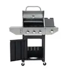 Unbranded Outdoor Portable Propane Grill in White w/ Side Burner + Thermometer