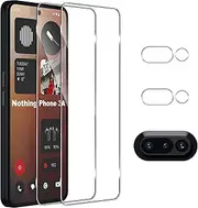 Screen Protector for Nothing Phone 3a, Tempered Glass Film + Camera Lens Protector [2+2 Pack], 9H Hardness Tempered Glass Bubble Free Anti-Scratch Screen Protective Film