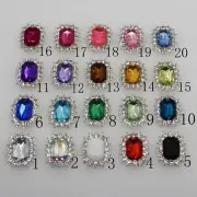 Rectangle Glass Rhinestones 17x21mm Clear Rhinestone Buttons Craft Button 10Pcs