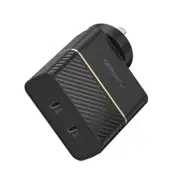 O-OtterBox 50W USB-C Fast Charge Dual Port Wall Charger Combined - Black Shimmer