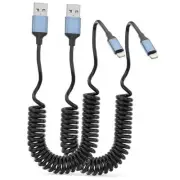 Coiled Lightning Cable for Car, [MFi Certified] Coiled 3FT USB-A to Lightning