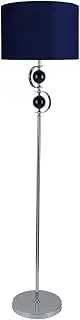 [Lexi Lighting] Rialto Floor Lamp, Chrome Metal Stand, Navy Fabric Shade, E27, 160cm Height, Ideal Home Décor for Ambient Lighting