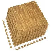 12-Pack Wood Grain Foam Tiles - DIY Installation - Interlocking Floor Yoga Mat