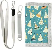 [Yoogain] Happy Green Cute Birthday Hat fold wallets for womens pop men wallets with lanyard, Happy green cute birthday hat, 1 size, Fashion