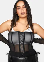 Plus Think Of Me Sheer Corset Top