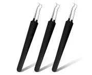 3 Pieces Blackhead Tweezers Acne Blemish Stainless Steel Blemish Extractor Tool for Remove Blackhead Acne Whitehead Pimple Bend Curved Tweezer