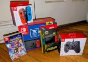 Nintendo Switch Bundle HAC-001(-01) Gaming Console - Red/Neon Blue Joy-Cons New