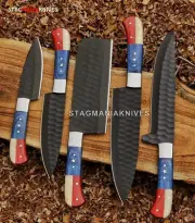 Hand Forged Powder Coated Steel Full Tang Chef Set Dining Set Kitchen Knife