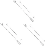 Alipis Sets Wine Stirring Rod Set Cm Long Cm Short Handles Reusable Ice Fork Cocktail Spoons for Bar Home Pcs