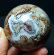 TOP 236G Natural Polished Mexico Banded Agate Crystal Sphere Ball Healing WD365