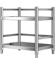 MTSYXYM Commercial Kitchen Work Table,Stainless Steel Table,Stainless Steel Prep Table,with Undershelf and Adjustable Feet,Double-Layer Storage, with guardrail,for Commercial and Home.
