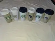 Lot Of 6 New Georgetown University Starbucks Cups With Lids 16 FL Oz