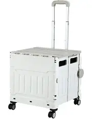 [Emajin] Foldable Shopping Trolley Cart 75L in White