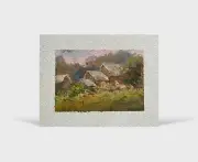 Oil painting Old house Ukrainian painter Fiberboard original landscape art