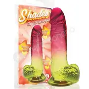 Shades Large 8&quot; Jelly TPR Pink &amp; Yellow Gradient Dildo