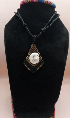 Unisex Necklace Woven Thread Macramé Seashell Natural Connection