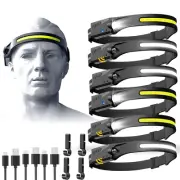 Rechargeable Headlamp 6 PCS, 230°Beam Headlamp for Adults, 6 Mode Camping H