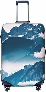 [CADREWY] Landscape with Mountains Print Travel Suitcase Cover Luggage Protector with Elastic Anti Scratch for Carry On, Black, Medium